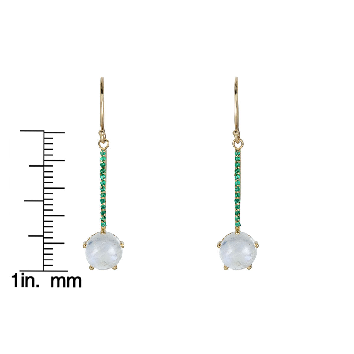 Emerald & Moonstone Pendulum Earrings