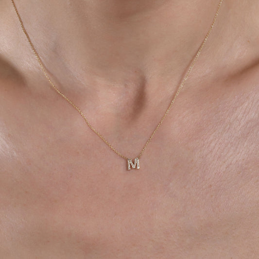 2 Letter Gold and Diamond Initial Necklace
