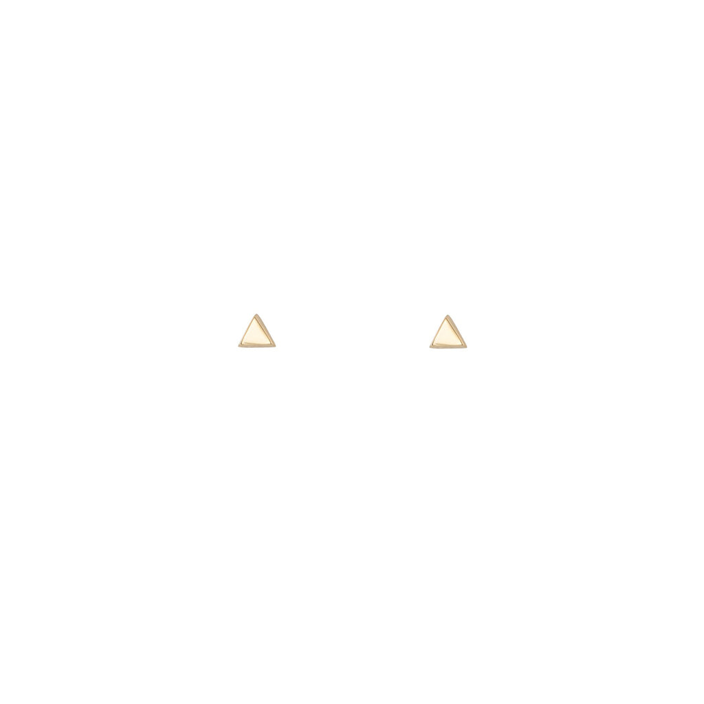 gold triangle stud earrings