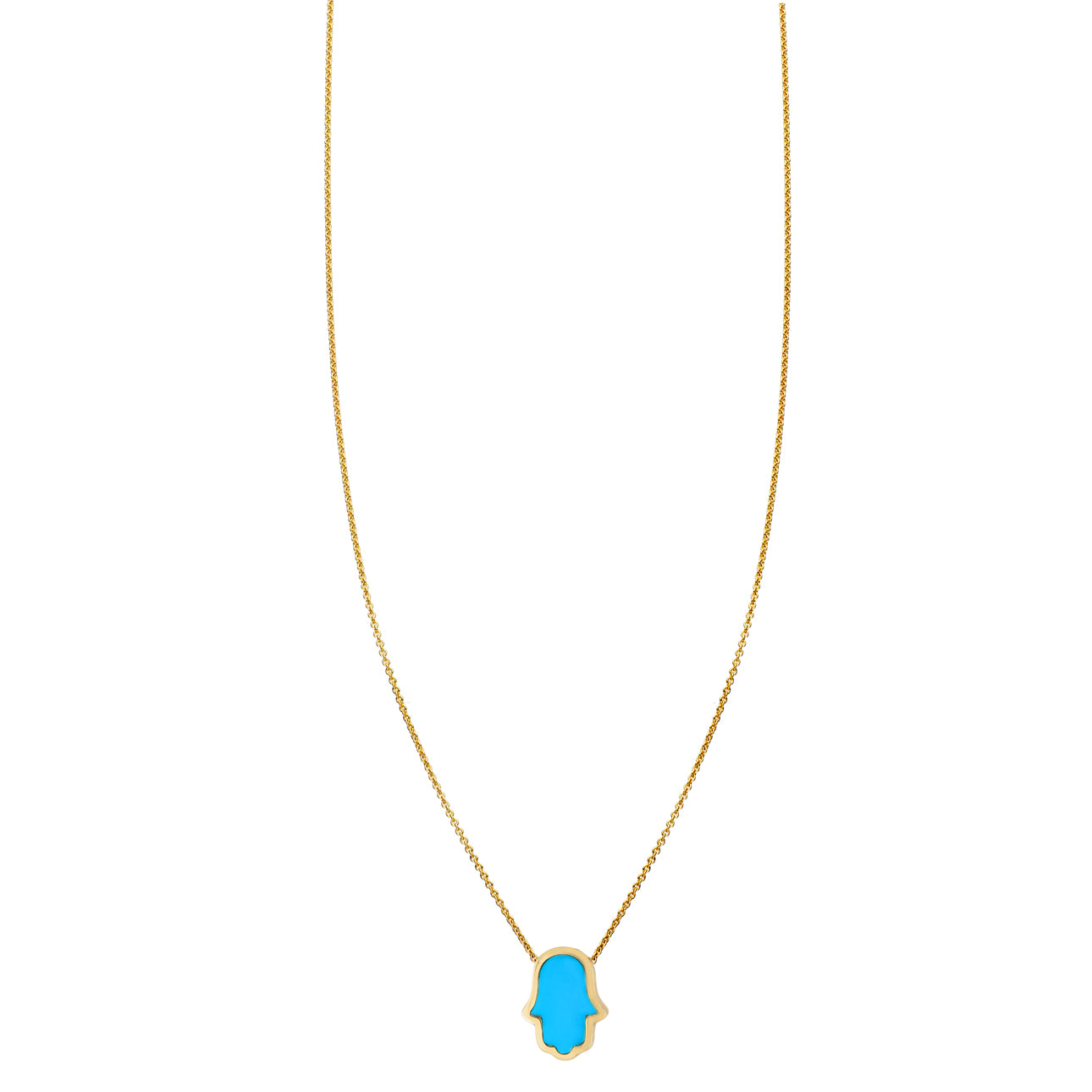 Image of Large Turquoise Inlaid Hamsa Hand Necklace