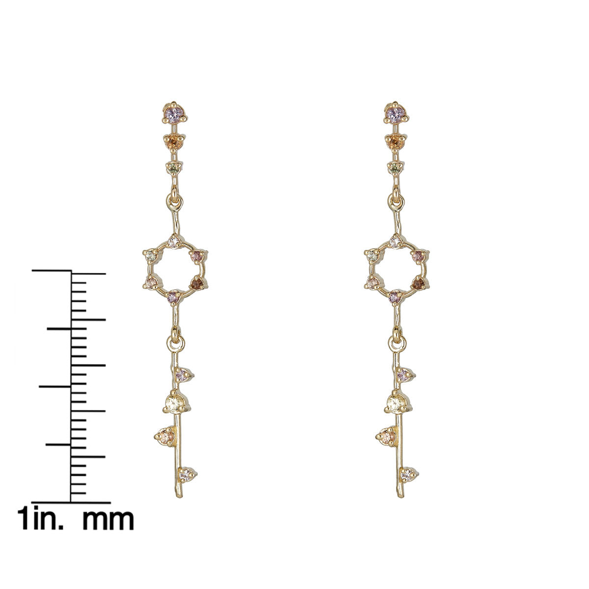 Multicolor Sapphire Star Pendulum Earrings