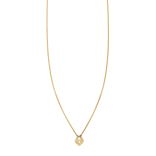 Tiny Heart Padlock 14k White Gold Pendant Necklace in White Diamond