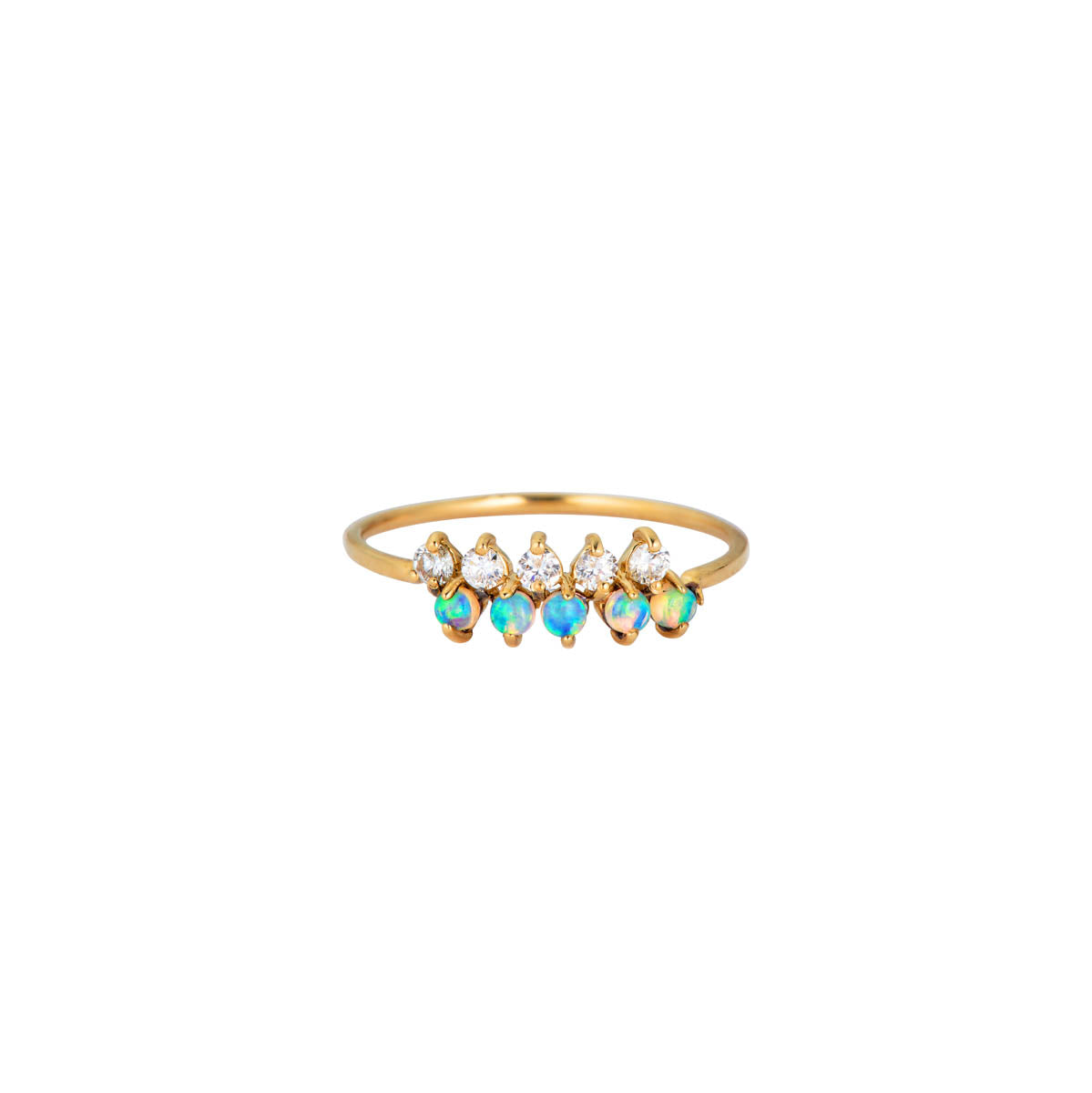 Image of Prong Set Opal & Diamond Ring