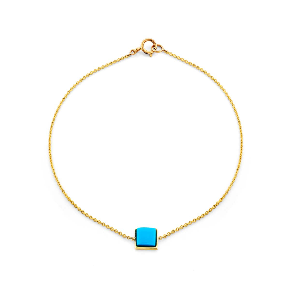 Image of Square Cabochon Turquoise & Gold Bracelet