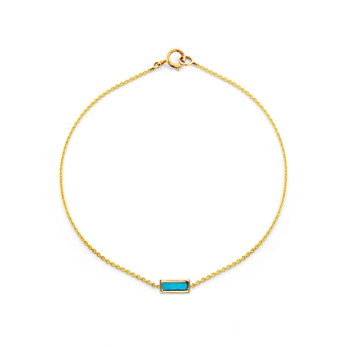 Image of Tiny Inlay Rectangle Turquoise Bar Bracelet