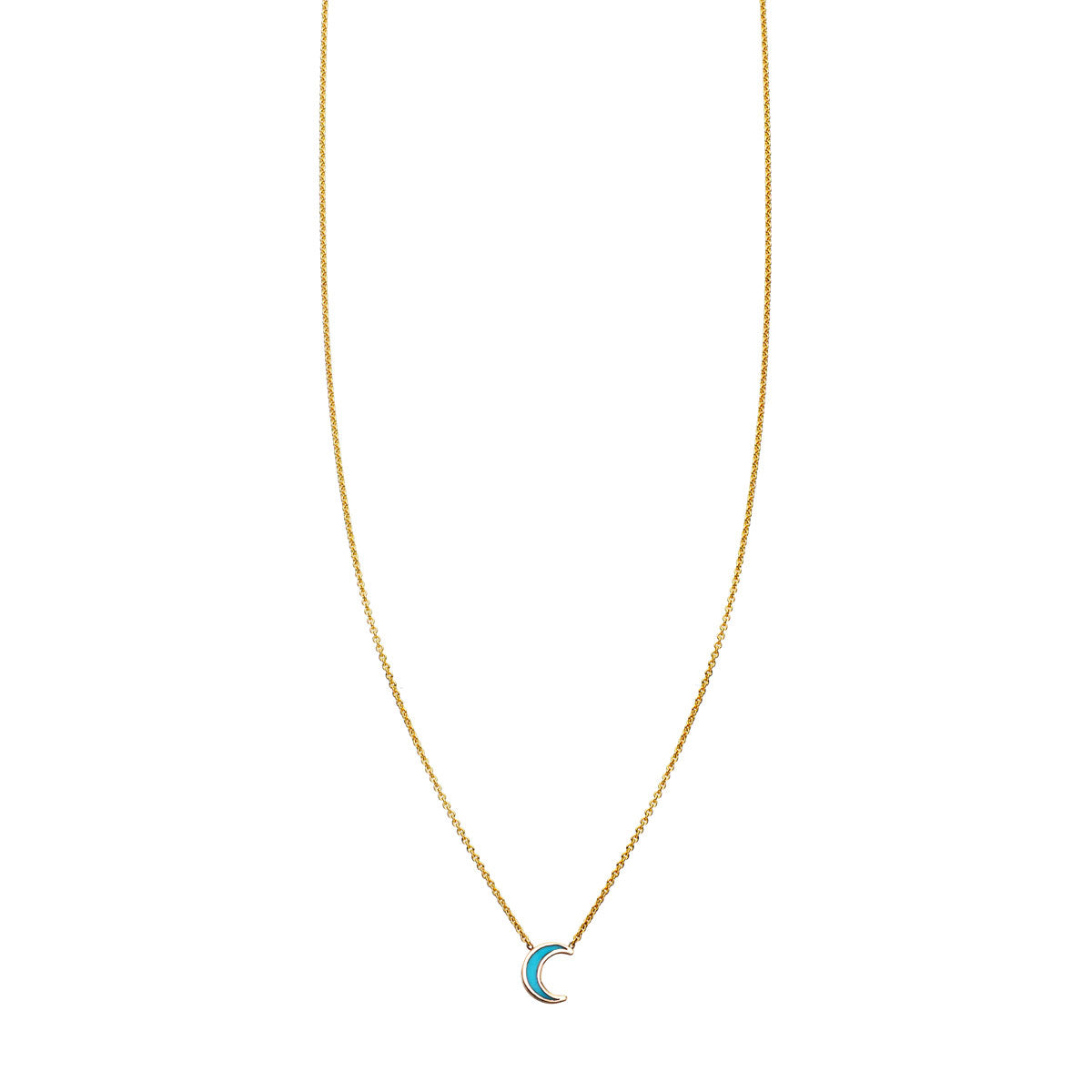 Turquoise Inlaid Moon Necklace 
