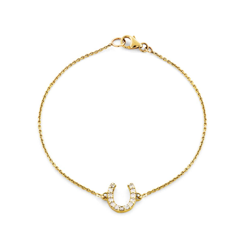 White Diamond & Gold Horseshoe Bracelet