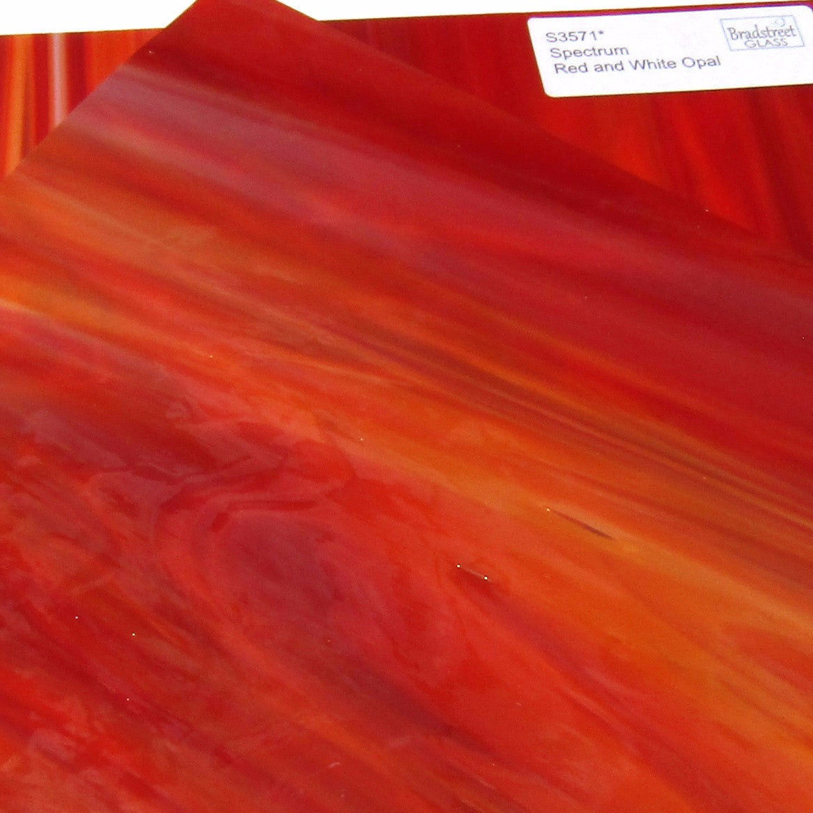 Red and White Opal Stained Glass Sheet 96 COE Fusible Oceanside SF357.1
