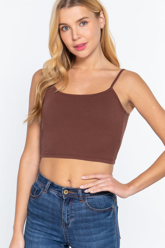 Round Neck W/removable Bra Cup Cotton Spandex Bra Wood Brown Top –  JeHouze.US