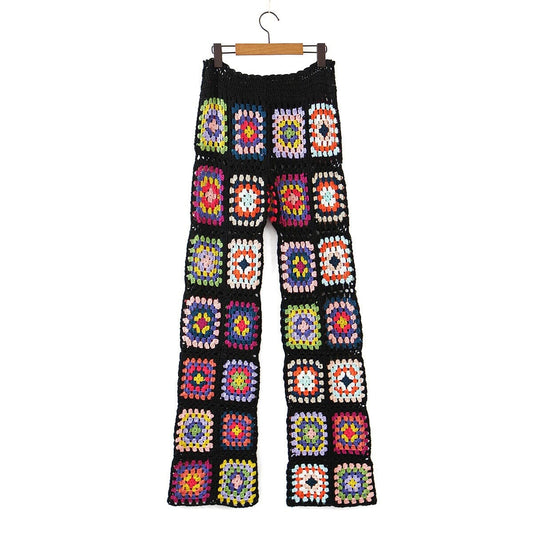 Women Bohemian Hand Crochet Long Sleeve Granny Square Multi Color Crop –  JeHouze.US