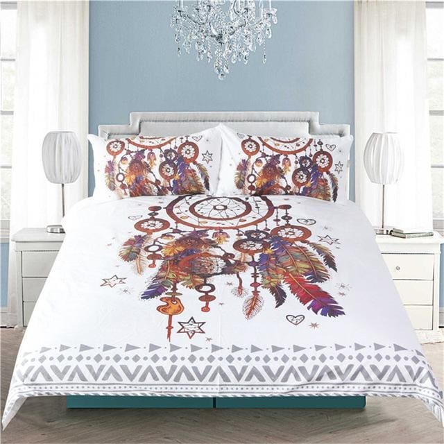 Dreamcatcher Feathers Bedding Set Bohemian Gypsy Duvet Cover