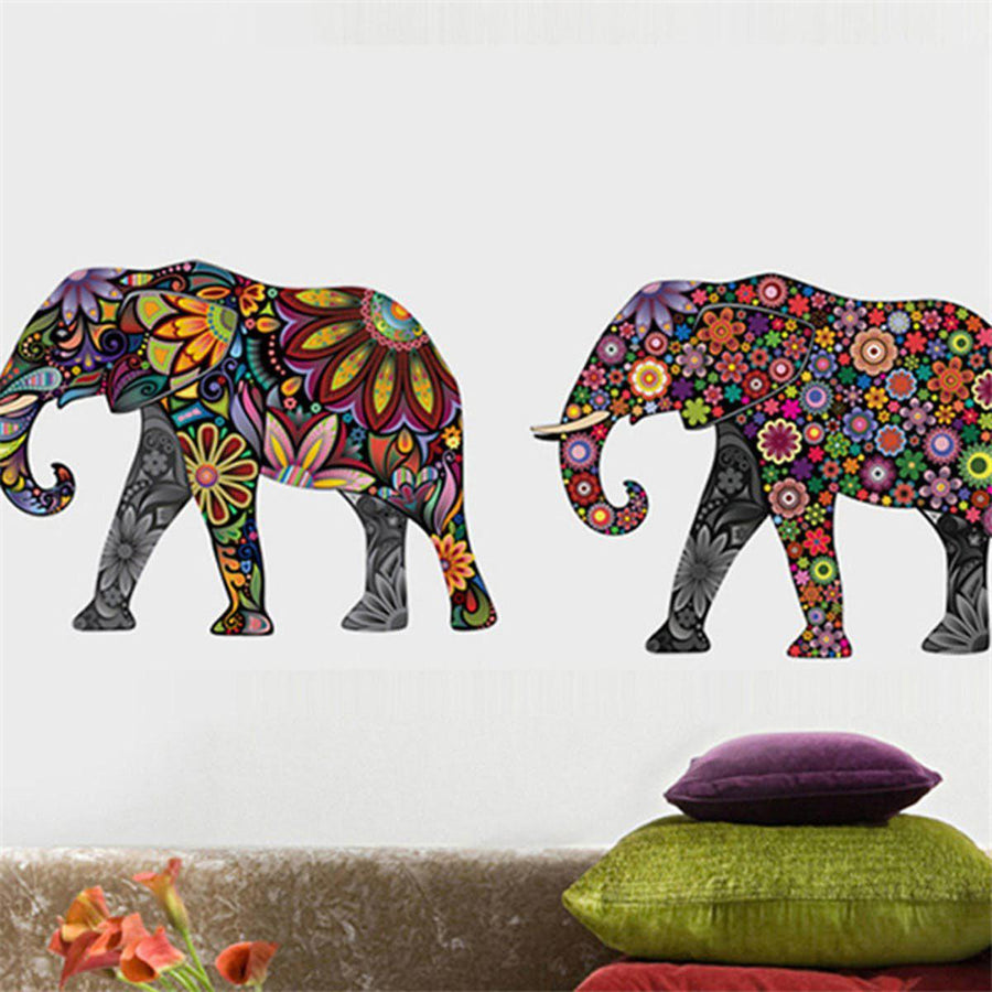 Elephant Flower Wall Sticker Elephant Flower Pattern Wall Sticker