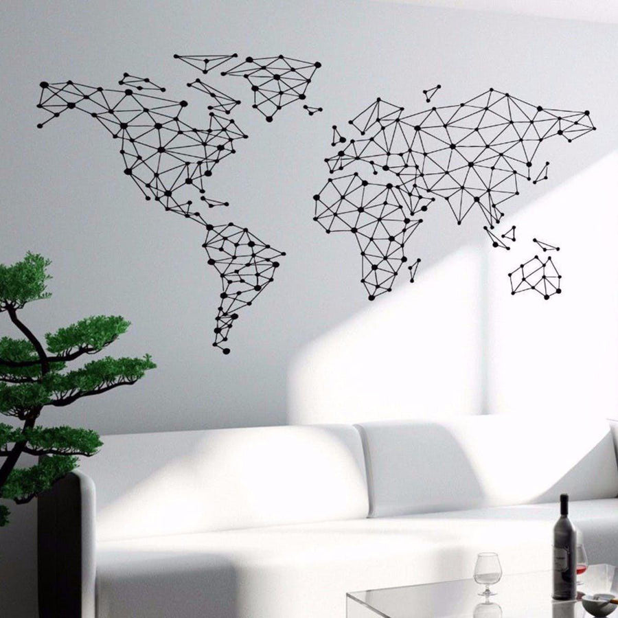  Art  Wall  Sticker  Special World Map Geometric Design World 