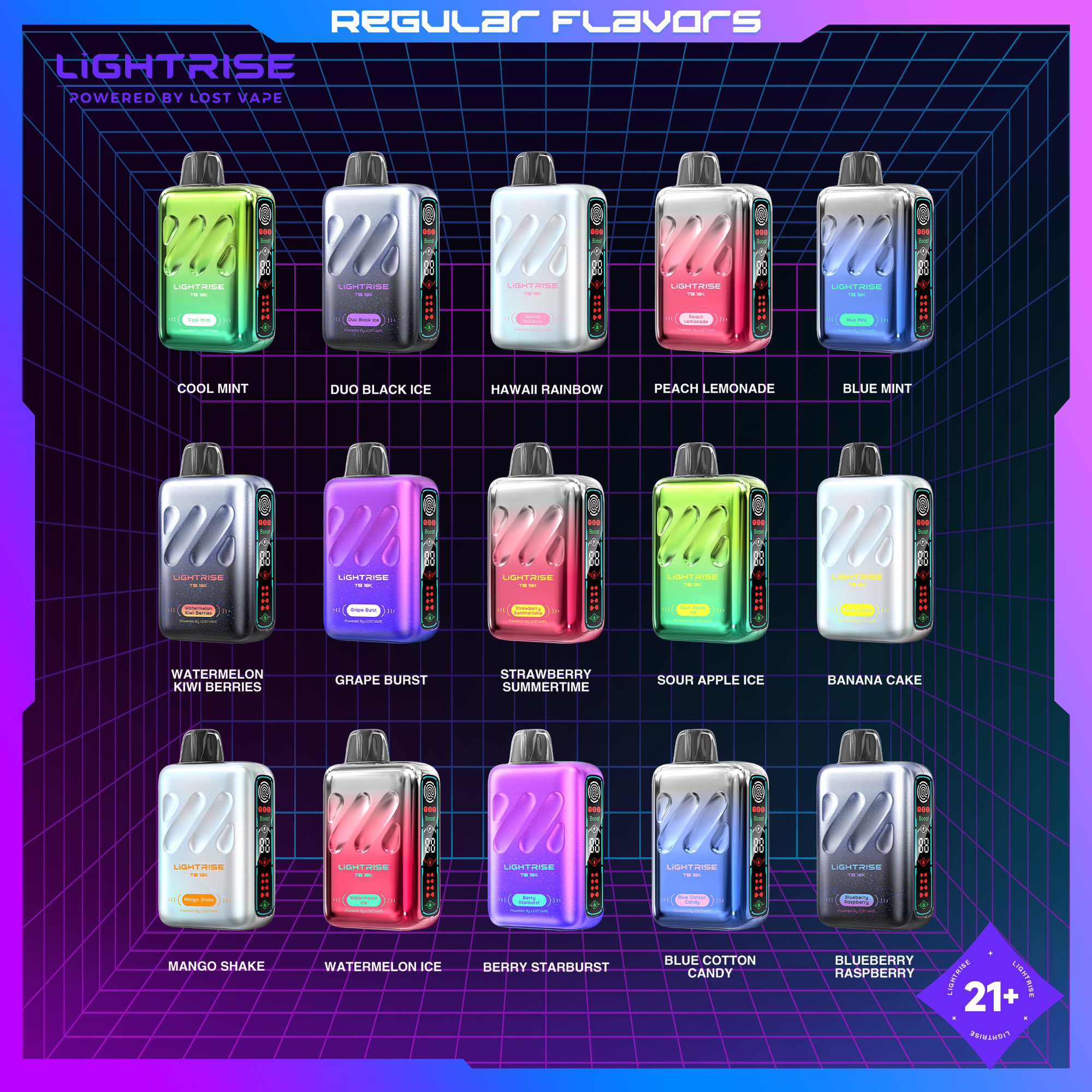 LIGHTRISE TB 18K Disposable Device  Powered by LOST VAPE