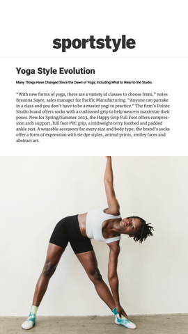 sports style magazine yoga style evolution featuring pointe studio grip socks