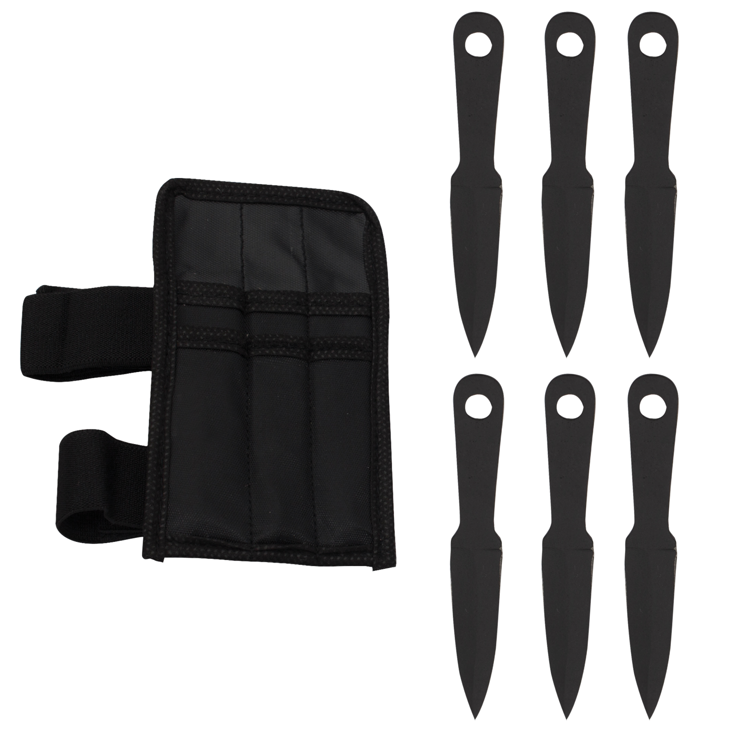 6pc SET 5.5 Black Kunai Throwing Knives Ninja Knife Fixed Blade