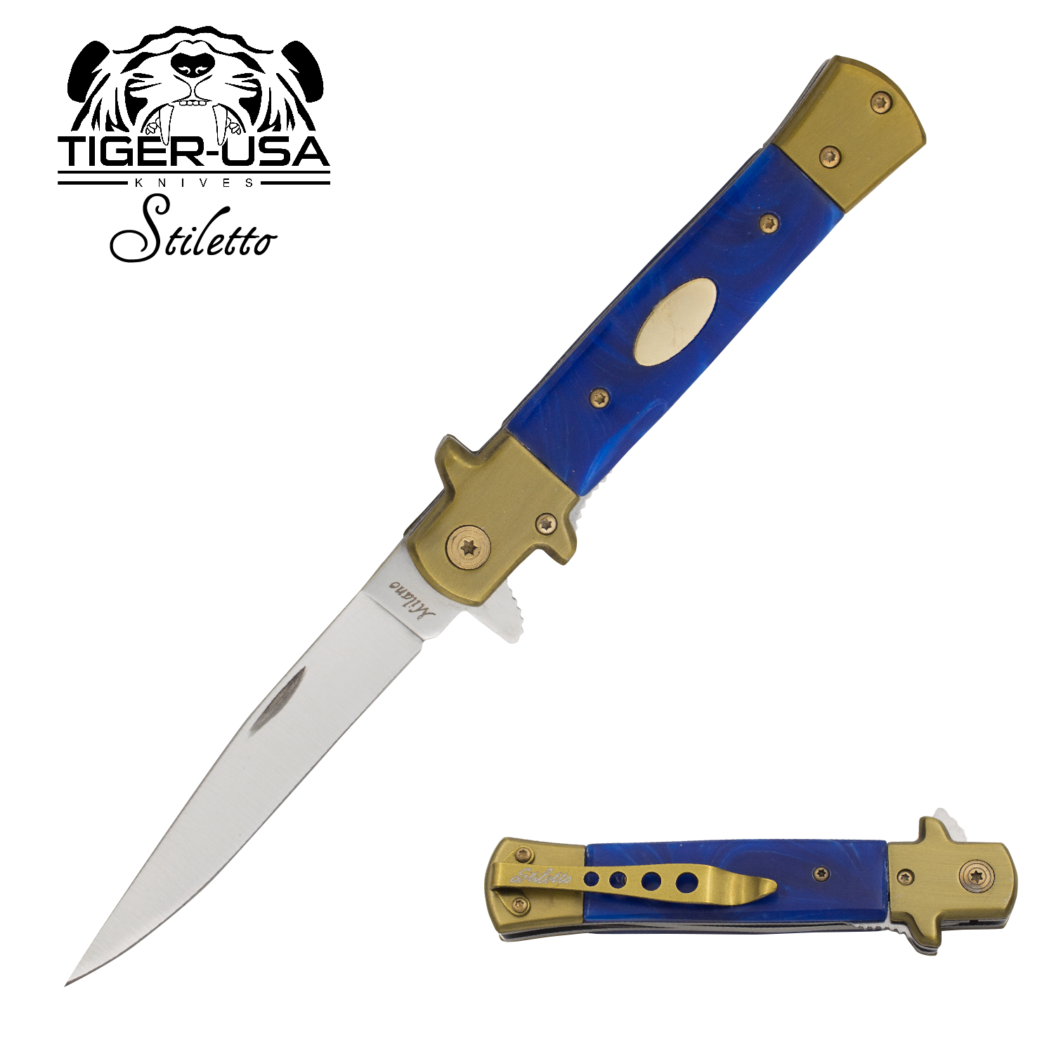 9 Inch Eurotop Stiletto knife - Blue 