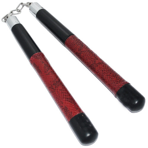 Ninja Nun Chucks Nunchaku Snake Skin Wooden with Chain – Panther Wholesale