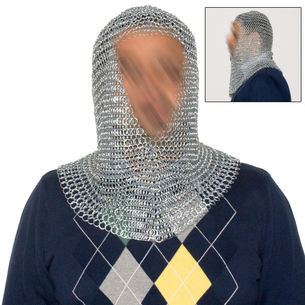 Silver Chain Mail Coif, , Panther Trading Company- Panther Wholesale
