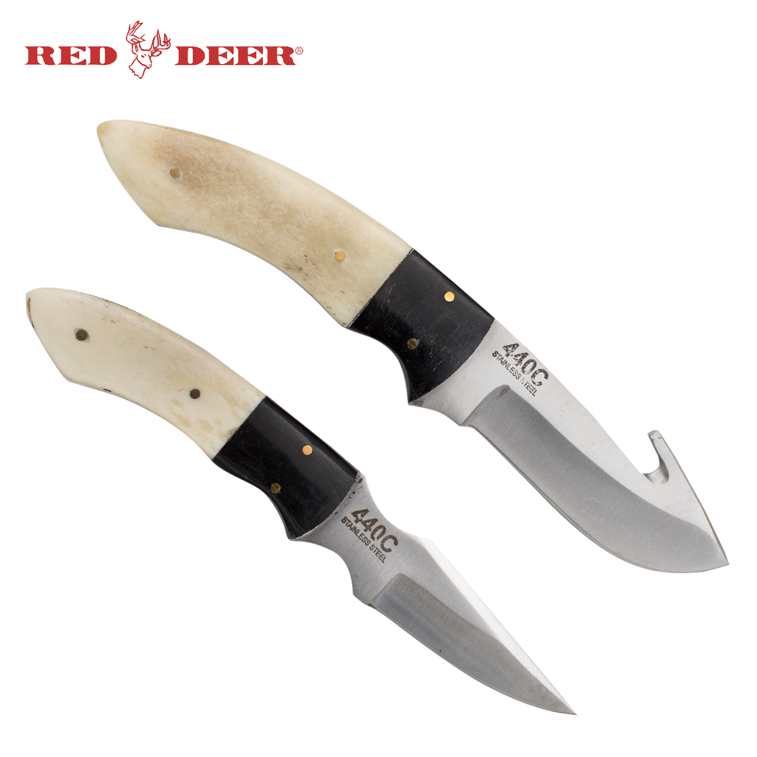 Red Deer® Full Tang Bone Gut Hook and Skinner Hunting Knives ...