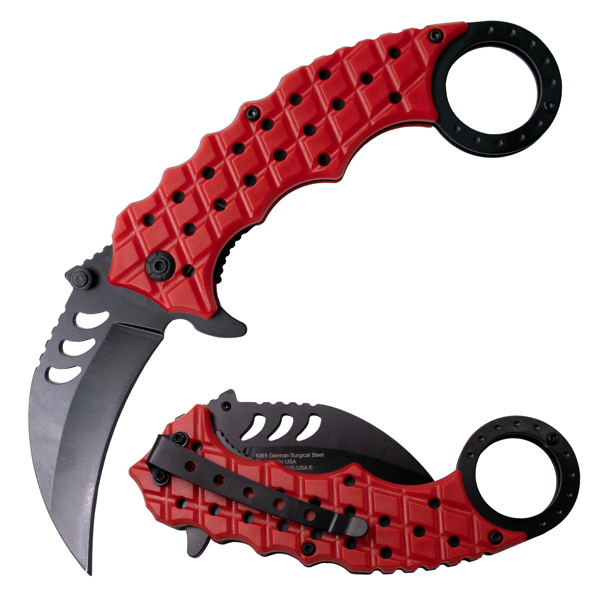 Red Tactical Karambit - Steel Karambit Knife - Ninja Weapons