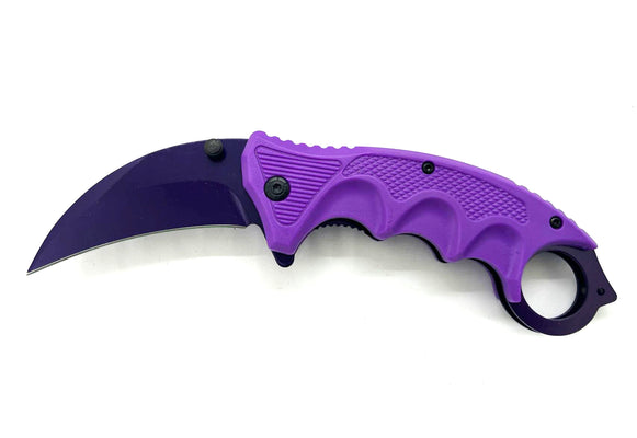 Tiger-USA Dual-Colored Karambit Style Knife - Pink Handle Purple Knife –  Panther Wholesale