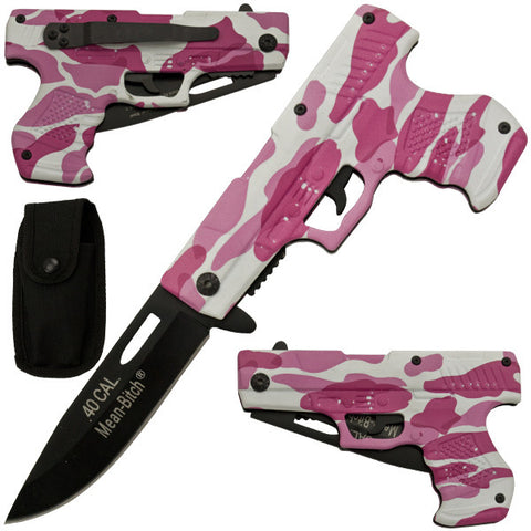 Tiger-USA 38 Special Revolver Pistol Spring Assisted Knife Purple – Panther  Wholesale