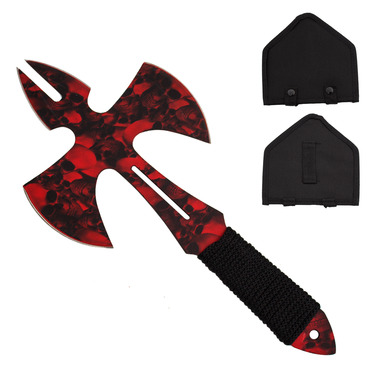 Red Skull Medieval Style Throwing Axe Comes With Wearable Sheath Panther Wholesale