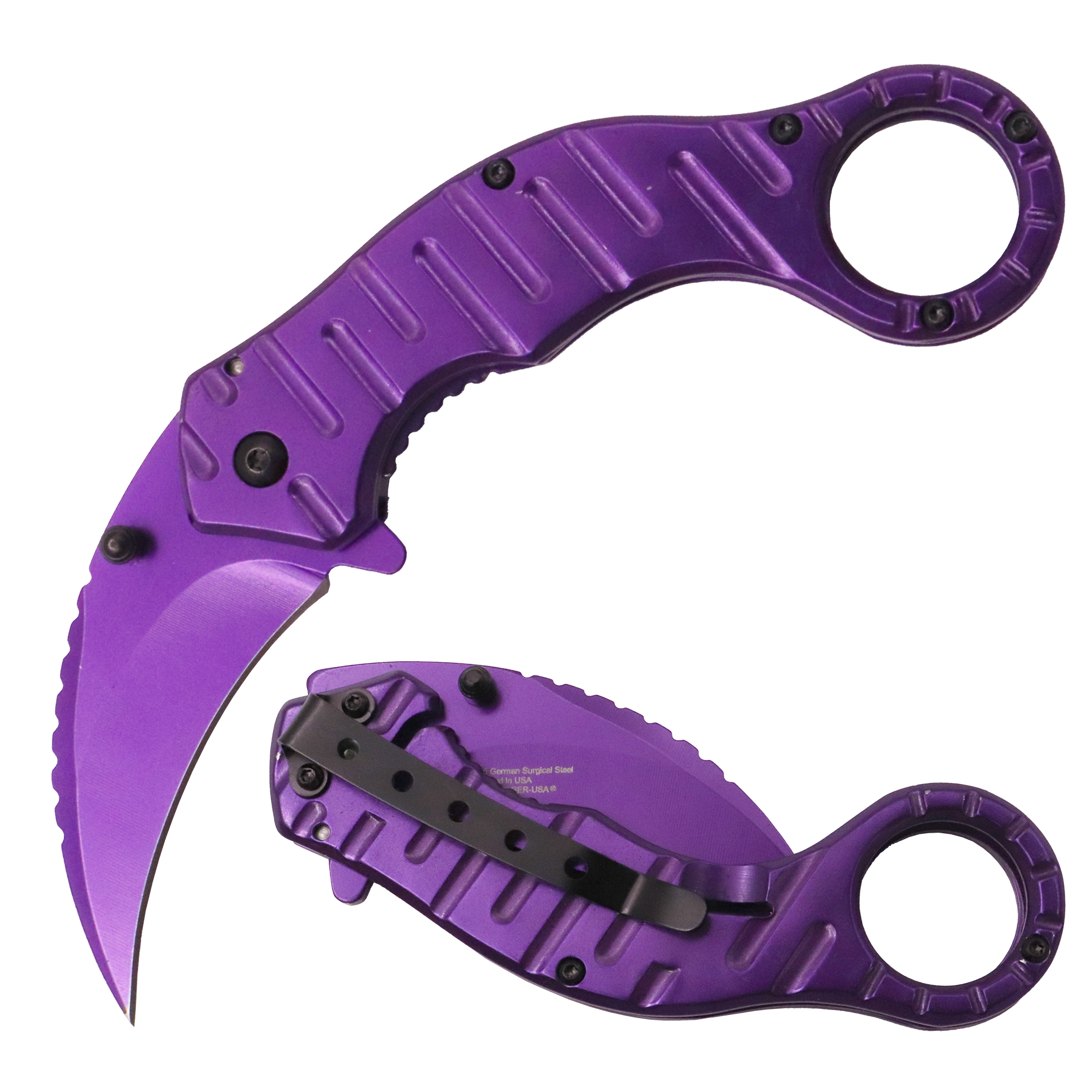 Tiger-USA® Folding Knife PURPLE Karambit – Panther Wholesale