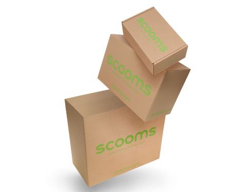 scooms branded shipping boxes