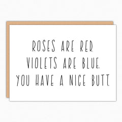 funny valentines day love card funny anniversary card roses are red nice butt