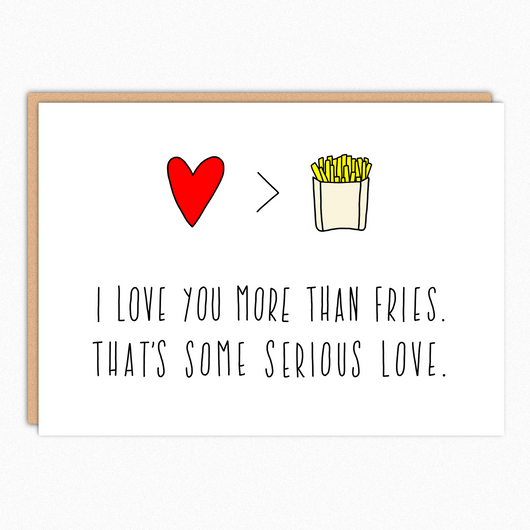 Cute Love Card Friendship Card Bff Card I Love You More Than Fries In A Nutshell