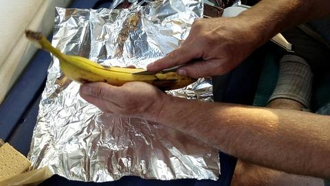 Campfire Banana Boat S'mores