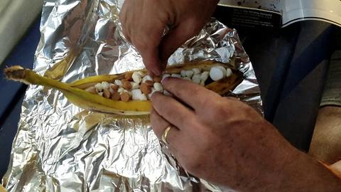 Campfire Banana Boat S'mores