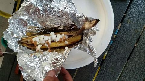 Campfire Banana Boat S'mores