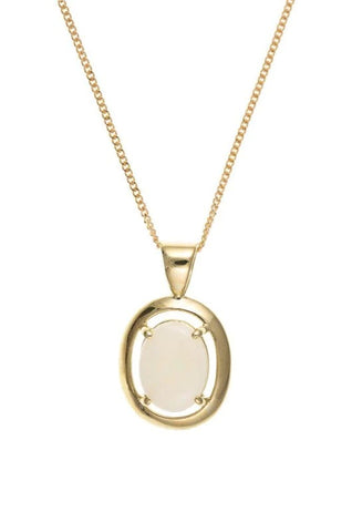 gold oval opal pendant