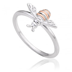 silver and rose gold bee ring