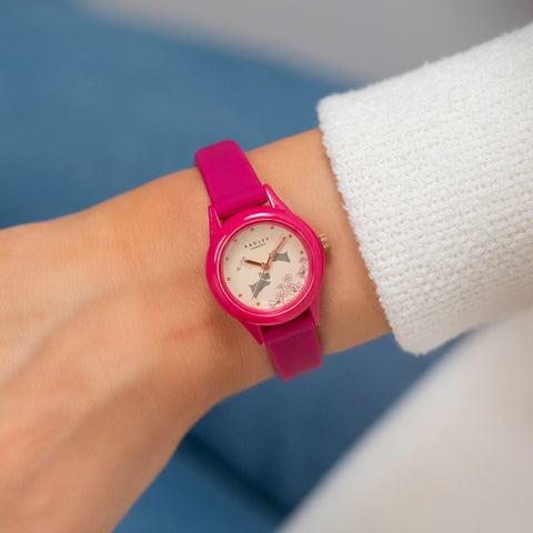 Cerise pink silicone strap watch