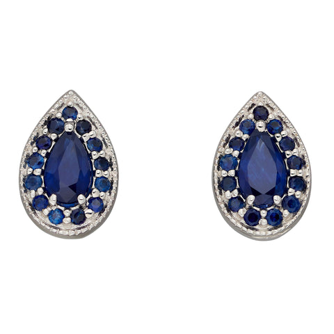 white gold teardrop sapphire cluster stud earrings