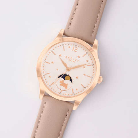 radley moonphase watch with nude strap