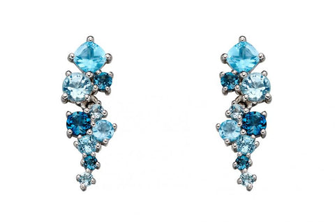 white gold multi coloured blue topaz stud earrings