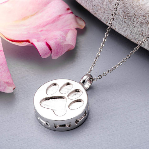 Silver Paw Print Memorial Pet Ashes Pendant (Self-Fill) Memorial EverWith