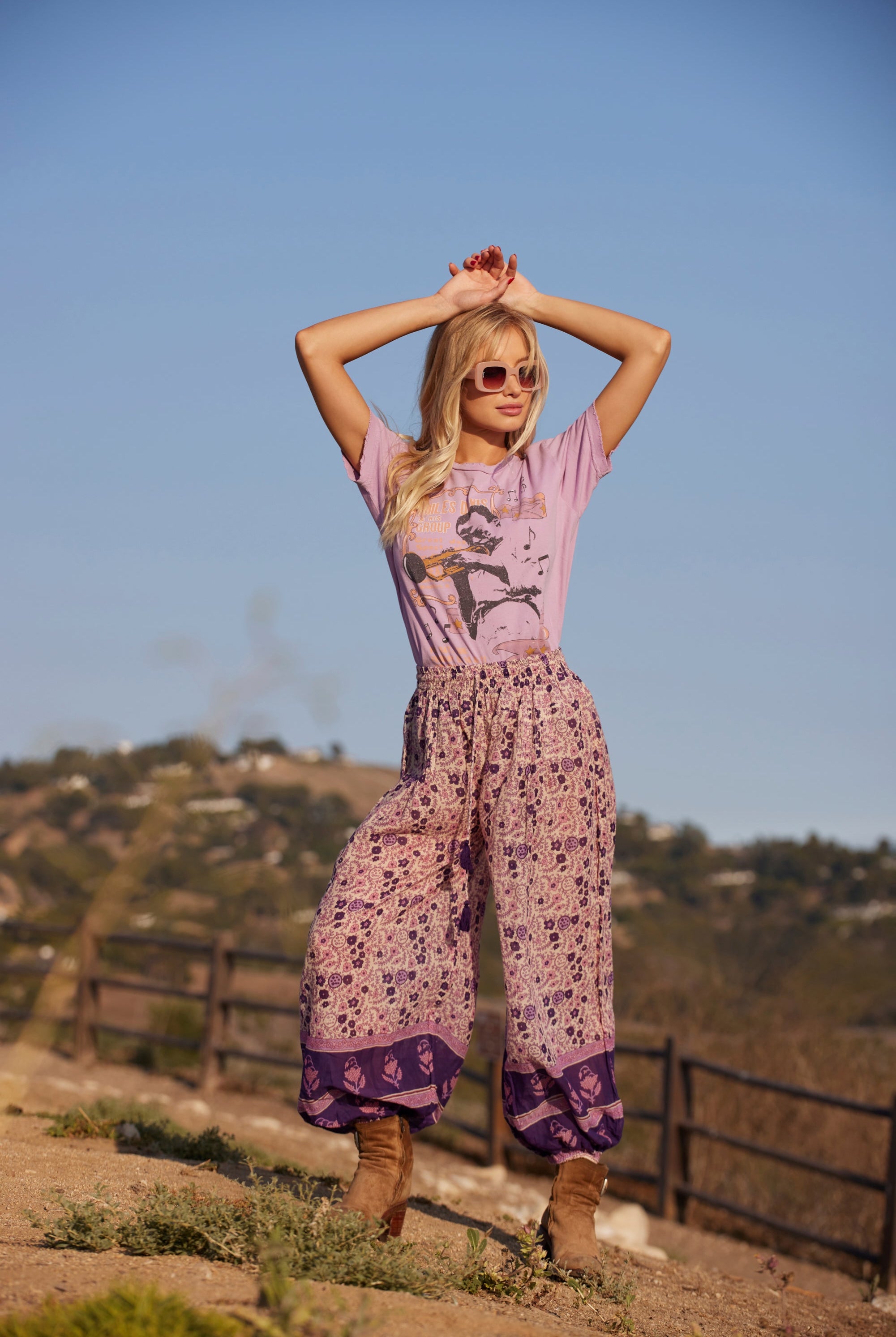 Anna Printed Harem Pants Vintage Pink – Blue Boheme