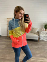 Neon Lights Summer ColorBlock Full Zip Hoodie