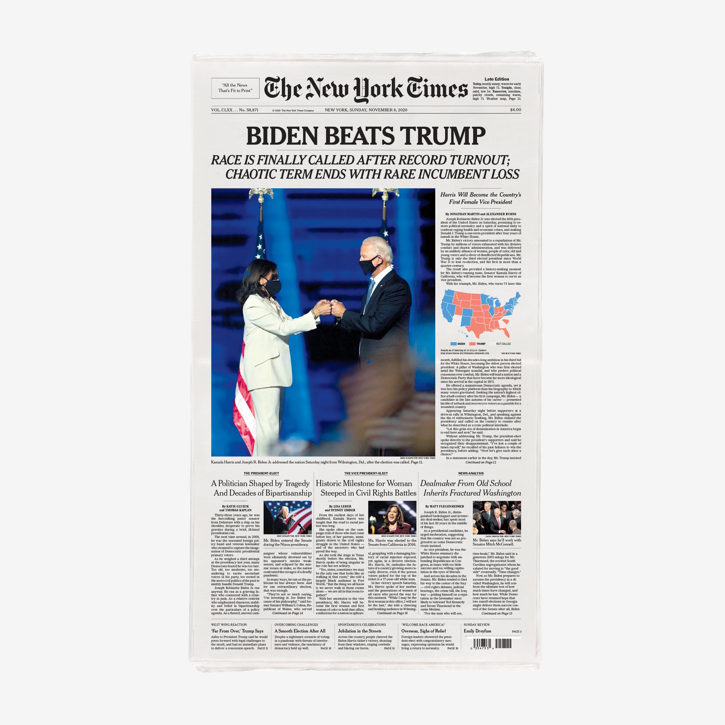 Biden Beats Trump New York Times Newspaper – The New York Times Store