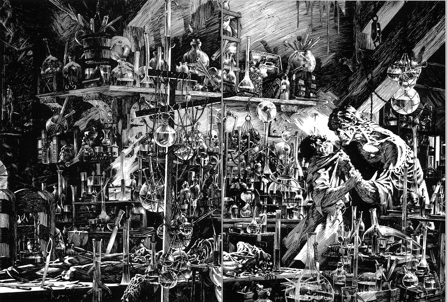 Illustration in Frankenstein by Bernie Wrightson 