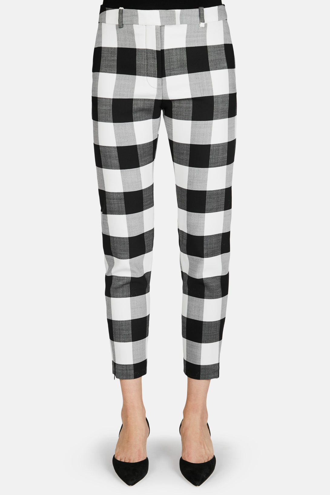 black and white checkered capri pants