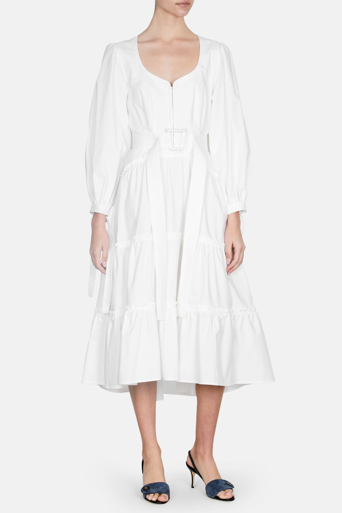 Cotton Puff Sleeve Dress - White – The Line