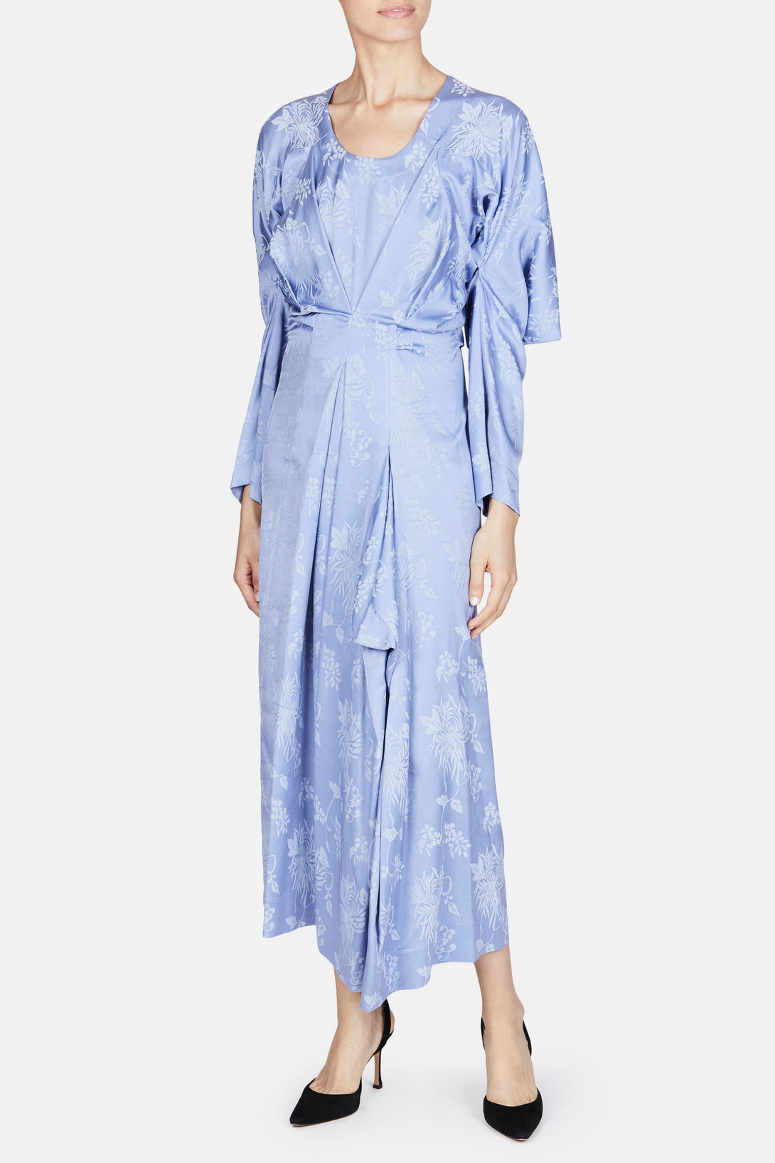 Long Sleeve Draped Dress - Light Blue – The Line