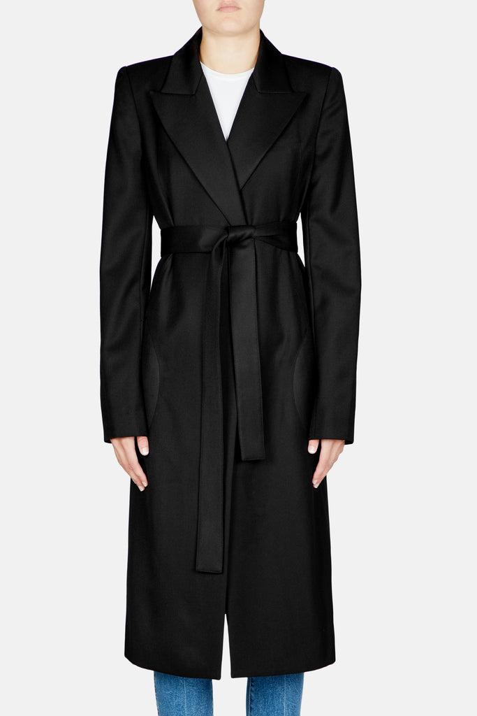 Long Wrap Coat - Black – The Line